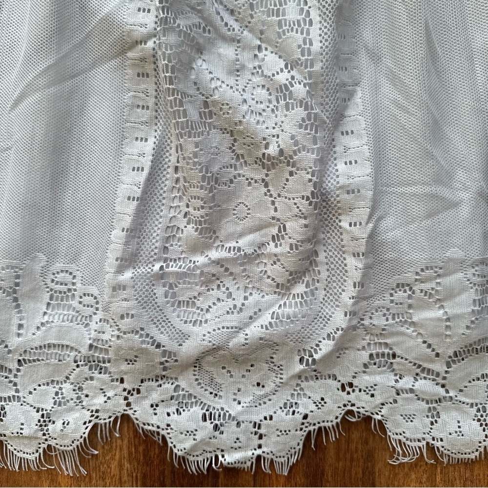Vintage Lace Mini Dress Smocked Flutter Sleeve Romantic Coquette Cottagecore Y2K - Picture 8 of 9